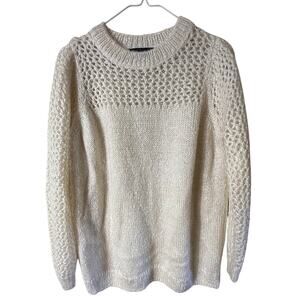 Hatch Cream Textured Crew Neck Sweater